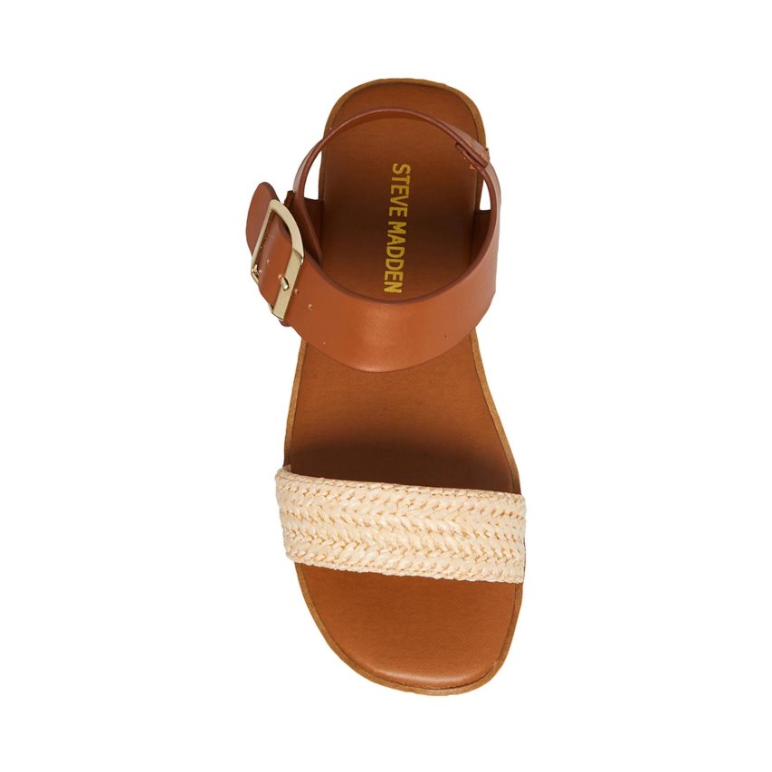 Brown Steve Madden Jdestind Raffia Kids' Platform Sandals | PH 3972CBH